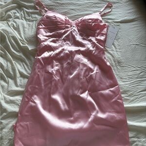 Elegant Pink Satin Slip Dress